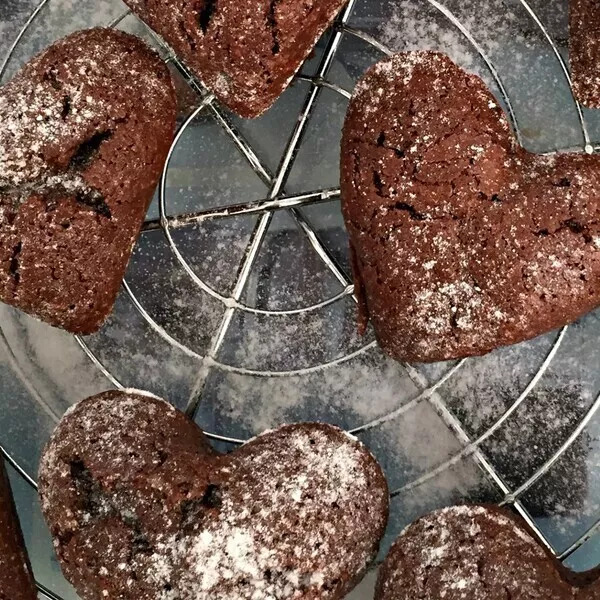 Coeurs de muffins chocolat et noix de Pécan