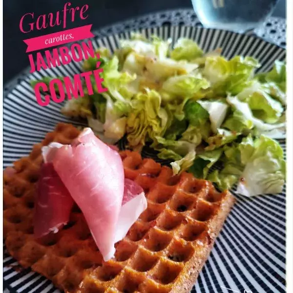 Gaufre carotte, jambon, comté
