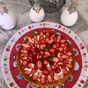 Tarte renversée  fraise et pistache