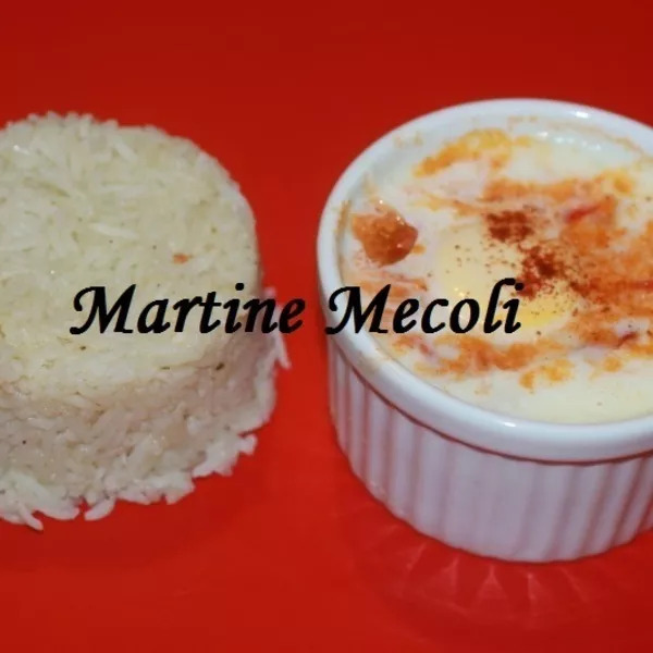 Oeufs cocotte à la basquaise et timbales de riz basmati