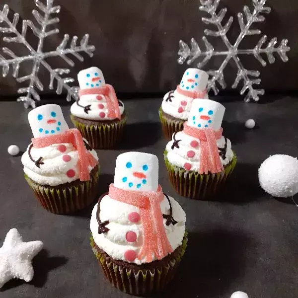 Cupcake bonhomme de neige 