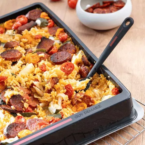 One pot orzo, chorizo & légumes du soleil