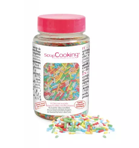 Pot de décors sucrés "vermicelles Multicolores" 80g