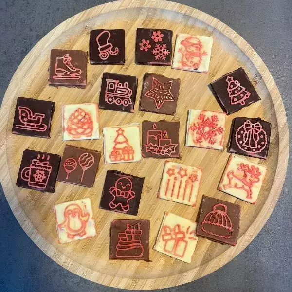 carrés de chocolat de Noël