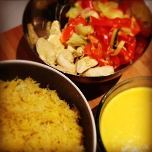 Poulet au curry, riz et légumes (MIAM)