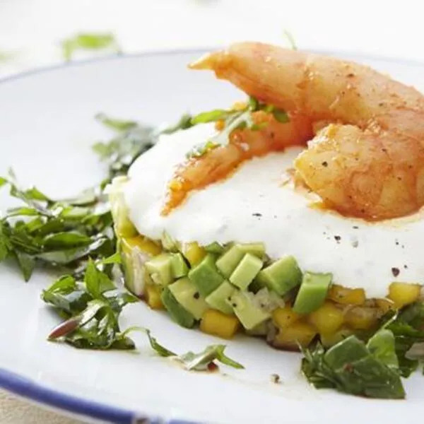 Tartare mangue-avocat et crevettes
