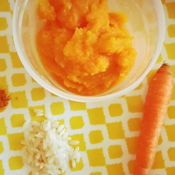 Petit pot bébé carotte / riz /curcuma (6-9 mois)