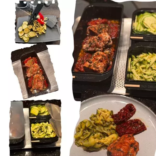 Filet mignon de porc , tomates séchées, courgettes