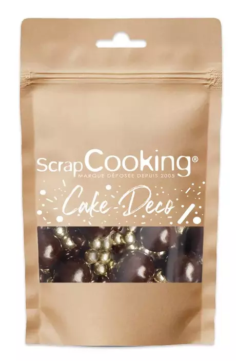 Pot de décoration perles chocolat noir - doré