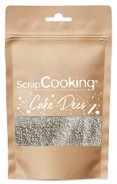 Pot de décor sucrés mini-billes argentées 80g