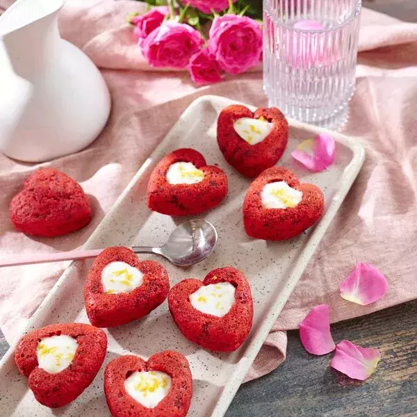 Mini cœurs moelleux velours rouge