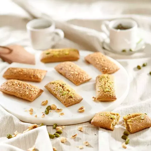 Financiers deux parfums noisette et pistache
