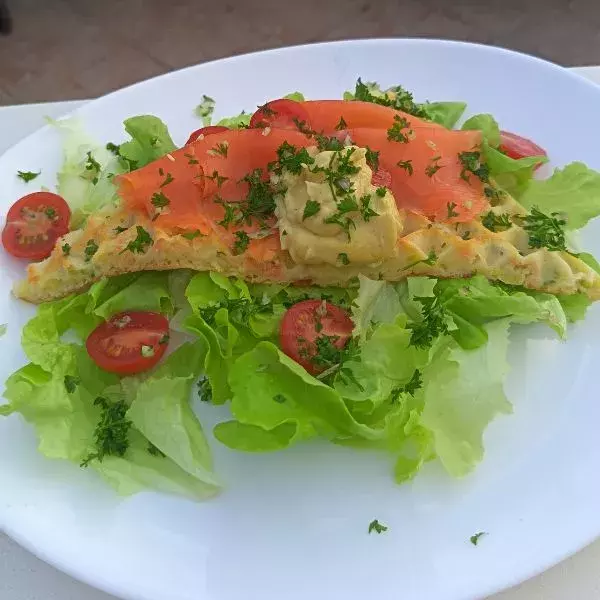 Gaufre à partager saumon, courgette de Flo 