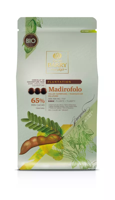 Pistoles de Chocolat de couverture noir 65% Bio – Madirofolo (Madagascar) 1kg, Cacao Barry