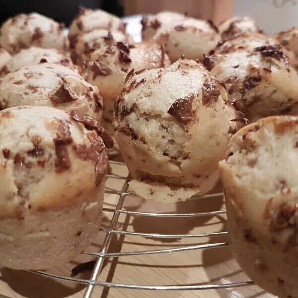 Mini muffins banane-chocolat sans oeufs 