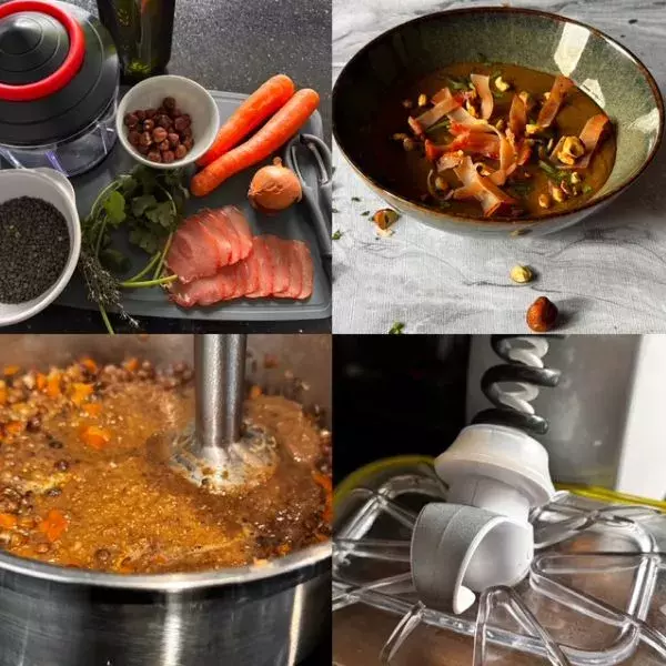 Soupe de lentilles au jambon cru