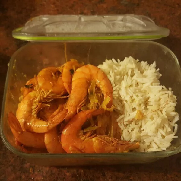 Crevettes  curry Gingembre
