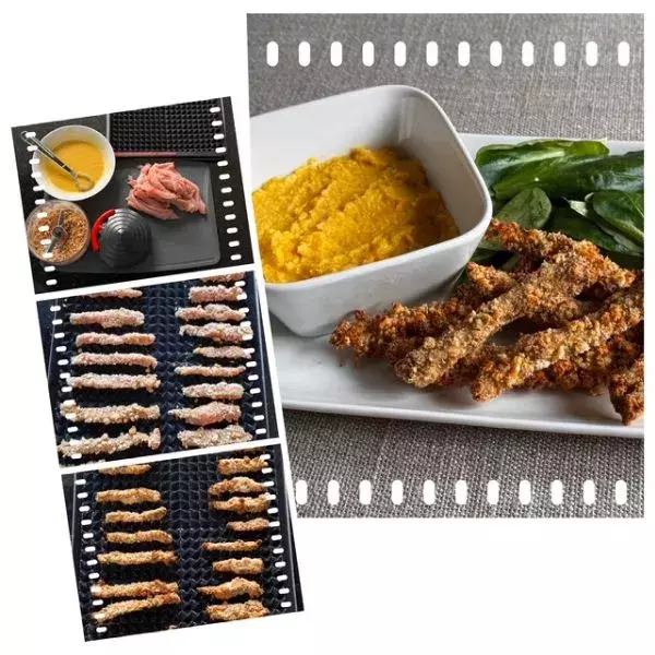 Fingers de dinde croustillants et leur purée de maïs