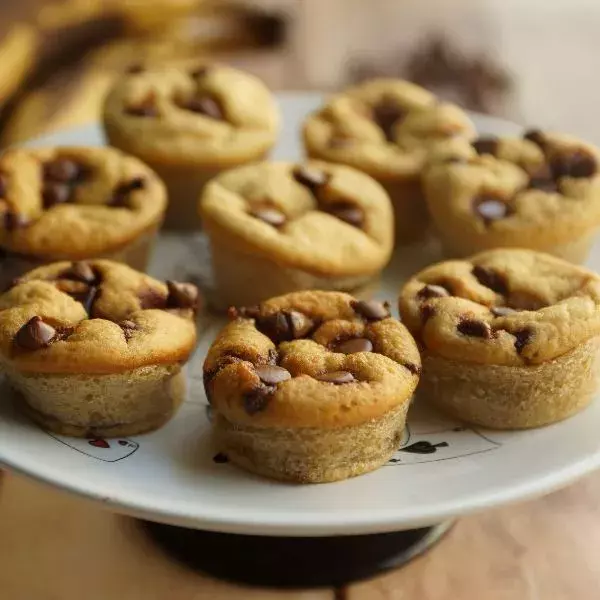 Mini-muffins bananes/pépites de chocolat sans sucre, sans matière grasse