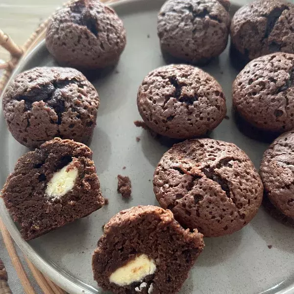 Mini muffins coeur coulant au chocolat blanc
