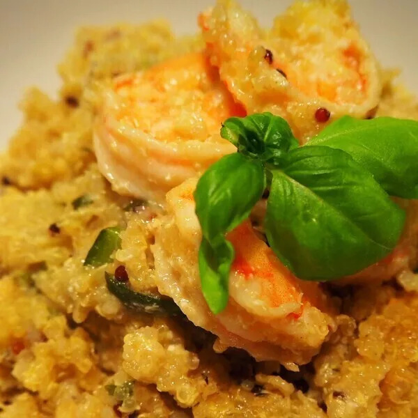 Quisotto courgettes ricotta crevettes (quinoa façon risotto)