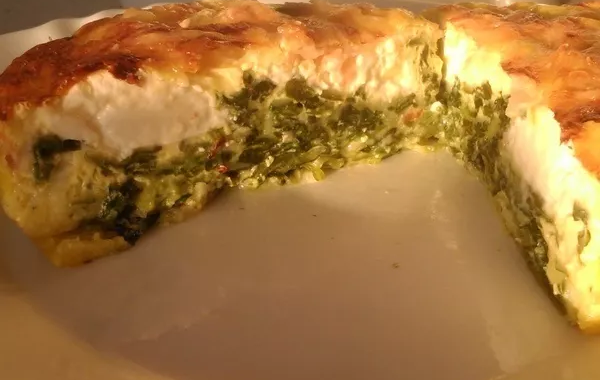 Quiche sans pâte, saumon, épinards, coeur fondant fromage frais