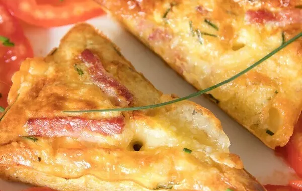 Triangles de semoule au comté et bacon