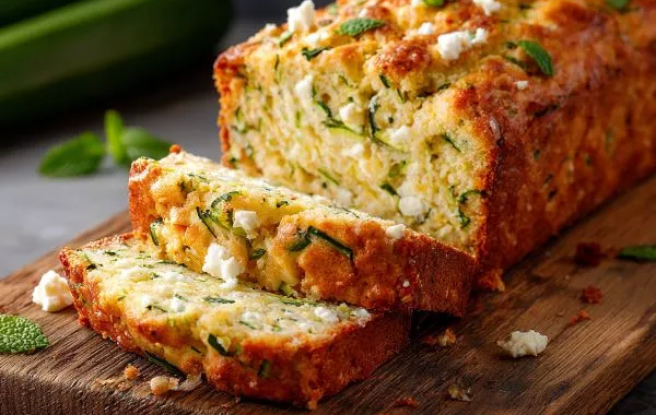 Cake, courgette, feta et menthe