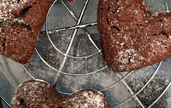 Coeurs de muffins chocolat et noix de Pécan