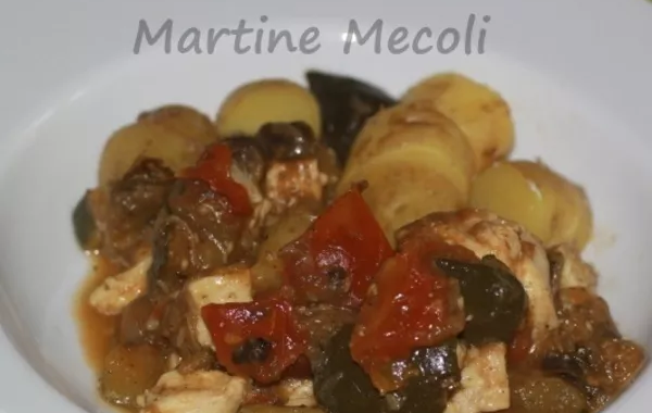 Dés de poulet, ratatouille et pommes de terre nouvelles sans cook'in