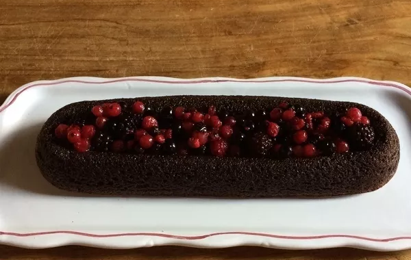 Bûche savarin chocolat et fruits rouges