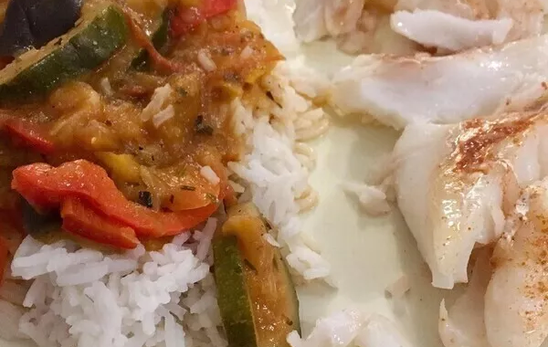 Ratatouille et filet de cabillaud vapeur