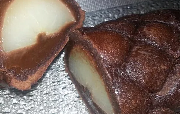 Bûche chocolat-poire au coeur coulant