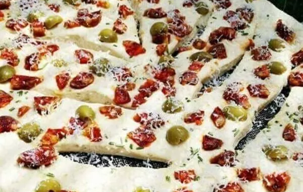 FOCACCIA CHORIZO OLIVES HERBES