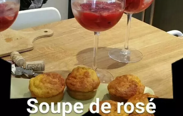 Soupe de rosé aux fraises