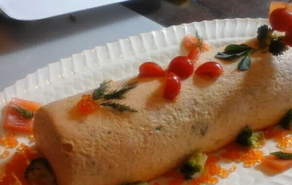 Bûche aux 2 saumons et brocolis de kiki