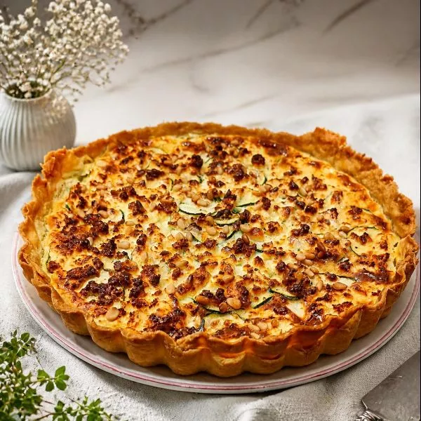Tarte courgettes, féta et pesto 