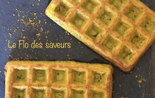 Gaufres courgettes curry sauce roquefort