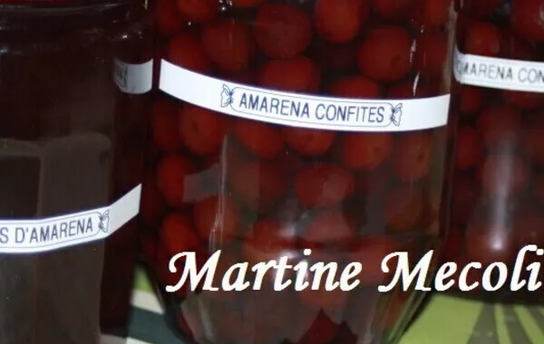 Amarena confites et gelée de jus d'amarena sans cook'in