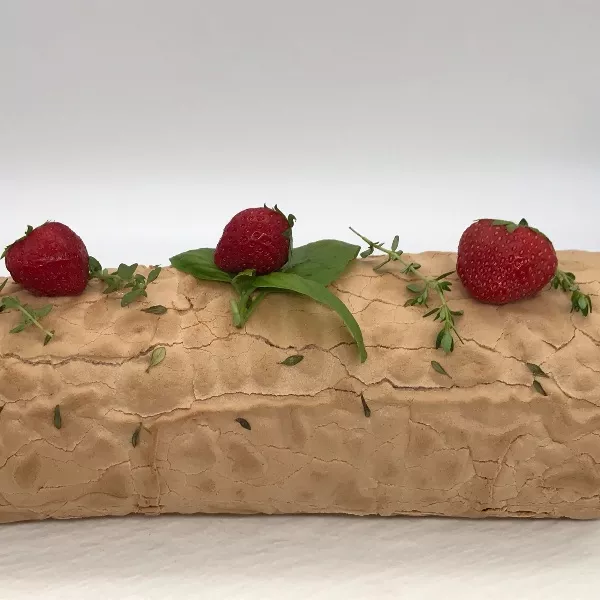 Roulé thym- vinaigre balsamique et fraises
