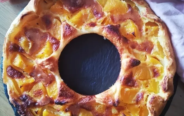 Tarte à la pêche au sirop