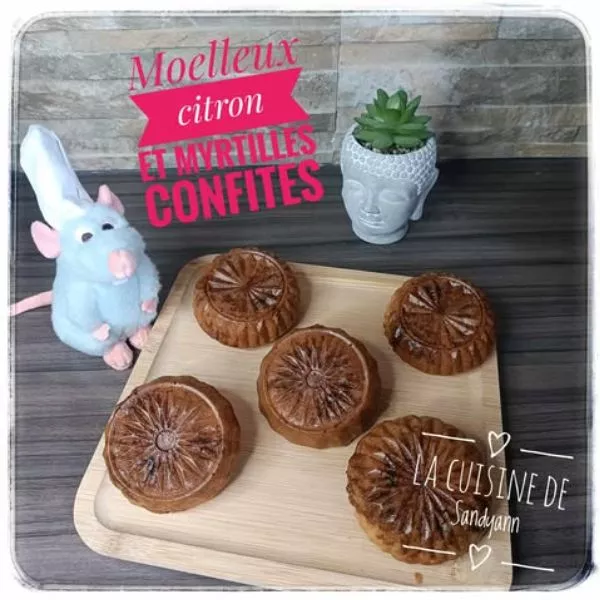 Moelleux citron, myrtilles confites