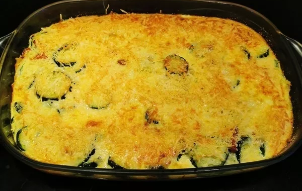 Gratin de courgettes riz et lardons