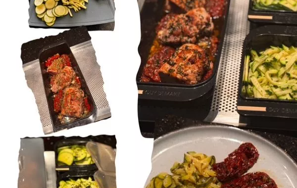 Filet mignon de porc , tomates séchées, courgettes
