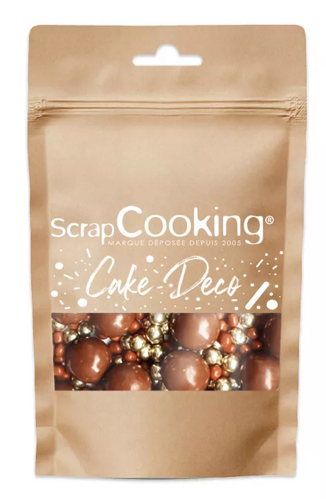 Pot de décoration perles chocolat au lait - doré