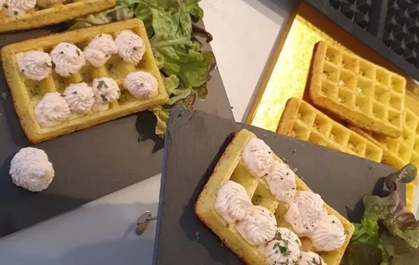 gaufres de légumes et chantilly de dinde