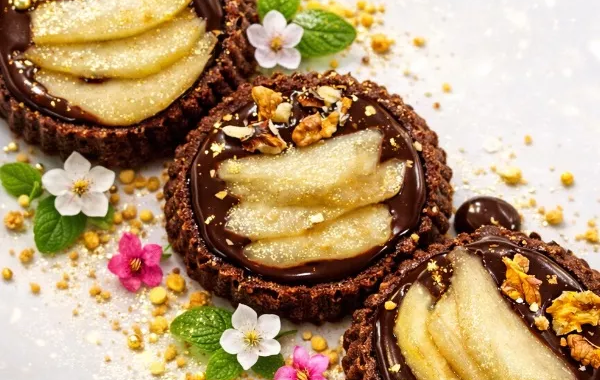 TARTES RENVERSÉES CHOCOLAT GANACHE ET POIRE