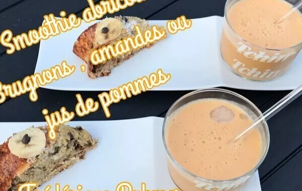 Smoothie abricots, brugnons lait d'amande ou jus de pommes.