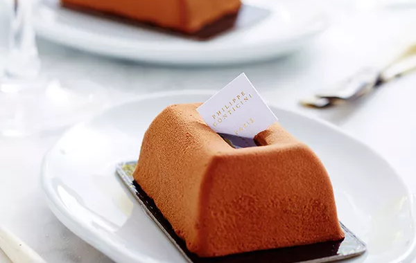 Entremets au chocolat et crémeux vanille