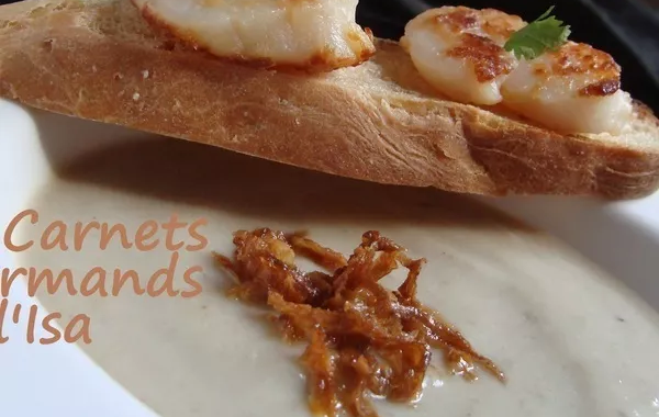Velouté de topinambours et sa tartine de Saint Jacques